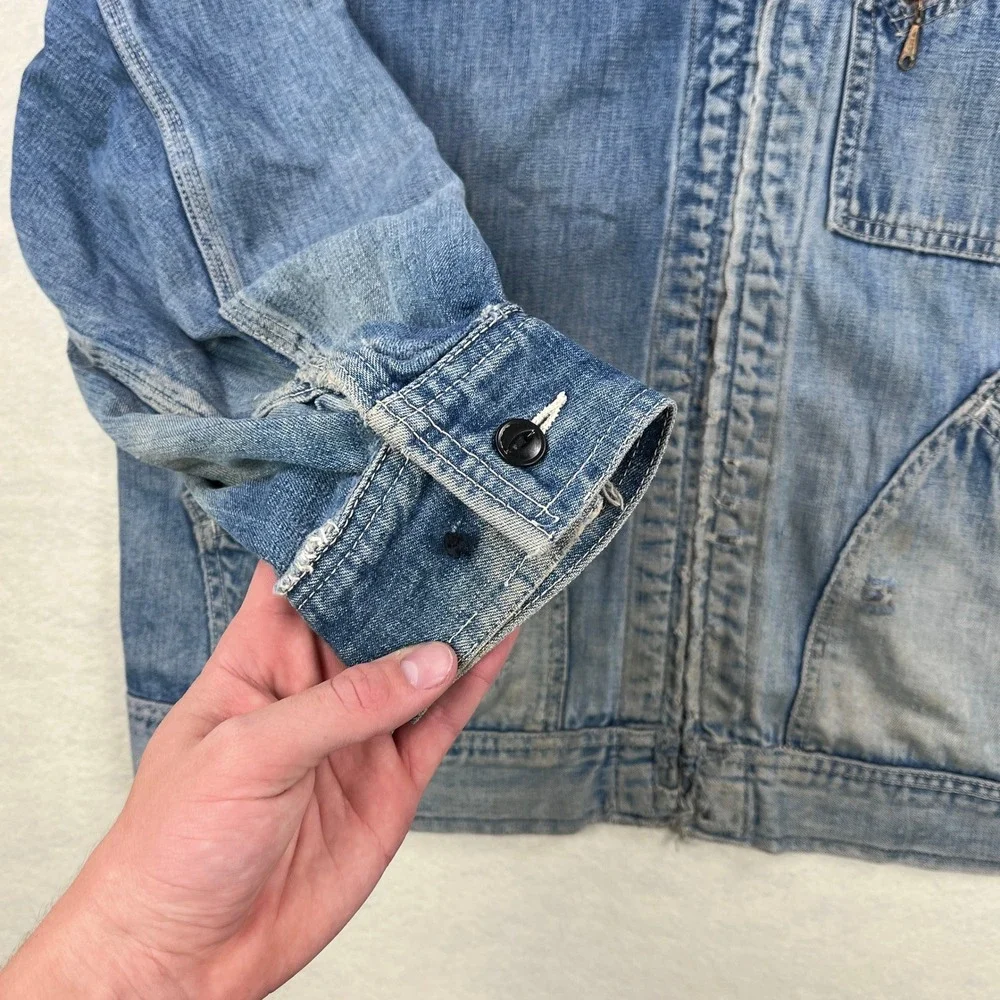 VTG 50s 60s Lee 91-B XXL Sanforized Denim Work Jacket Blue Talon Zip Union Made